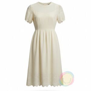 1950s White Voile Dress Embroidered Garden Party Bridal Small